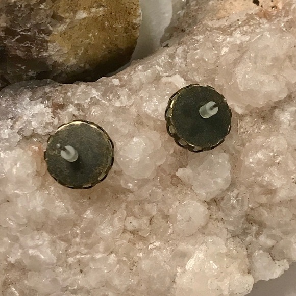 SOLD on Mer Large Vintage Moonstone Stud Earrings - Picture 2 of 4